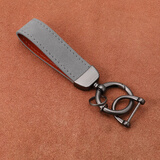 鹏境翻毛皮钥匙链挂件高档钥匙链汽车钥匙扣创意个性男女士皮挂绳圈环 青色织带+马蹄扣+俩小环