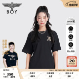 BOY LONDON【金翼锁链】短袖男女同款夏季圆领翅膀烫金潮流T恤N01021 黑色 XS