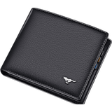 七匹狼 钱包礼盒装头层牛皮男士商务休闲短款真皮钱夹多功能票夹礼物 黑色横款