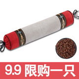 曼莱丽颈椎枕头睡觉专用艾草颈椎圆柱形荞麦皮决明子护颈枕成人睡眠 古典红-全荞麦壳