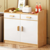 柯诺苏实木色餐边柜厨房柜茶水柜碗柜家用备餐橱碗柜酒柜客厅靠墙储物柜 【双门双抽】田园橡木80cm