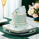 康琴（KANGQIN） 碗碟套装简约防烫高脚吃饭碗套装组合家用面碗菜盘家用陶瓷餐具 浪漫遇见6高脚面碗6个装