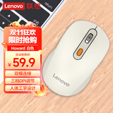 联想（Lenovo）无线蓝牙双模鼠标  便携办公鼠标 人体工程学设计 适用台式机一体机笔记本平板Howard白色