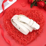 鳄鱼恤腰带时尚头层牛皮软女士简约针扣皮带生日礼物11430白送女友