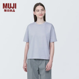 无印良品（MUJI）女式 天竺编织圆领短袖T恤打底衫女款内搭多巴胺早春新品BB2P5A4S 灰色 XS 150/76A
