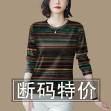 闪蜜长袖t恤女含棉上档次2025新款秋季长袖宽松显瘦遮肚T恤女上衣潮 咖绿色 4XL 建议155-165斤