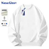 NASA GISS圆领卫衣男纯色基础款上衣情侣款百搭长袖T恤 白色圆领常规 XL 