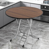 赛森 折叠圆桌餐桌家用简易可折叠6人小户型8人简易圆形老式吃饭桌子 棕木纹黑包边【直径100厘米】 0cm 不锈钢架