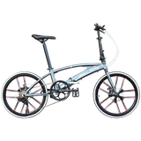 HITO 德国品牌 22寸折叠自行车超轻便携折叠车碟刹 铝合金单车 男女成人禧玛诺变速公路车 钛色一体轮