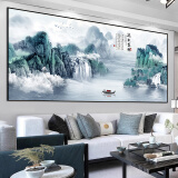 Dincmei顶创美山水画贴画客厅装饰画靠山旺财办公室背景墙贴纸自粘风景挂画壁画 01.流水生财 宽200cm-高100cm 自粘山水画【背面带胶】