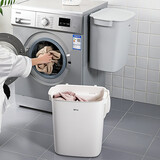 非非猫带盖脏衣篮壁挂式浴室卫生间脏衣服收纳筐洗衣篮子防水脏衣篓挂墙 带盖白色脏衣篮1个+白色小挂篮1个
