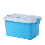 张无忌 塑料收纳箱透明收纳盒子有盖整理箱家用储物箱 天空蓝色 【大号】长38宽27高22厘米