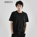 MARKLESS 【液氨柔顺】纯棉男士T恤夏季干爽短袖TXB0635M 星空黑 XL 