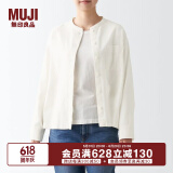 无印良品（MUJI）女式 法兰绒 立领衬衫 格子内搭 衬衣 纯棉全棉 女士秋款BCB19C1A 米白色 S