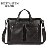波斯丹顿（BOSTANTEN）男包商务男士手提包单肩包公文包男电脑包 B10104黑色 14英寸