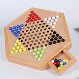 三格田（SANGTY）实木跳棋儿童智力弹子跳棋男女孩六角木质棋盘桌面棋类游戏亲子 129宫廷实木跳棋