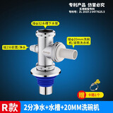 福美居 洗衣机排水三通厨房下水三头通 排水管净水器小厨宝接口地漏接头 R款：40/50带盖铜四通:左2分，上32，右20