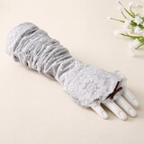 PTAH防晒袖套女夏季长款蕾丝开车防晒手套骑车防紫外线冰袖手臂套 35灰色