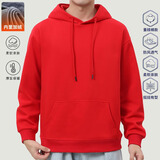 宾宇兄弟卫衣男帽衫男士连帽套头外套加绒青少年宽松大码学生保暖衣卫衣 加绒红色 XL 125-140斤