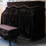 猛士钢琴罩全罩欧式奢华韩国绒高档加厚简约钢琴套防尘罩布艺欧式全包 深咖色 琴罩153*34*120赠单人凳套56*36