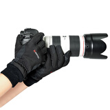 马田专业摄影手套单反微单相机触屏加厚保暖男女冬加绒防寒防风露指半指耐磨骑行运动户外开车防滑手套 四代加大码