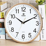 POWER挂钟现代简约客厅创意钟表卧室圆形石英时钟家用个性免打孔挂表 23009A金色楷体字 直径30厘米