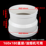 180PVC厨房抽油烟机排烟通风管道配件排气烟道弯头大小转接头直接 160转180异径直接