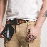 马登工装美式复古合金双环扣编织腰带男疯马皮帆布休闲时尚裤腰带配饰 军绿色（单腰带） 110cm 【建议腰围72-90cm】