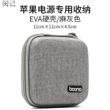阅己充电器收纳包适用苹果笔记本电源包 方形硬壳牛津布款-灰色