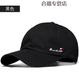 Kim sunja轻奢高端轻薄水洗棉棒球帽休闲偏大头围加深软顶鸭舌帽棉质遮阳帽 黑色 L 正常码（55-60cm）