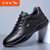 红蜻蜓男鞋2025秋季新款牛皮商务英伦皮鞋男士透气百搭运动休闲鞋子男 黑色【四季款】C0233023 38 皮鞋码，40=运动码41码