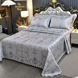 怪怪猫凉席冰丝席三件套可水洗1.8米夏凉席双人空调席单人床单1.5m席子 风情怡然蓝 230*250cm三件套（适合1.5米床）