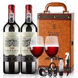 路易拉菲（LOUIS LAFON）法国进口红酒是S90赤霞珠梅洛干红葡萄酒 750ml*2瓶红酒双支礼盒