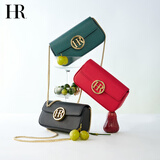 HR赫莲娜包包女包时尚女小方包头层牛皮单肩包简约链条包生日礼物 红色