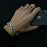 彩莱娅钛钢手链男潮ins嘻哈韩版个性简约冷淡朋克霸气粗链条学生手链潮流古巴链首饰 钛钢手链