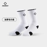 准者临界篮球运动袜吸汗防滑拼色加厚减震毛巾底精英袜子 白色/中筒【新款加厚】 均码（38-45）