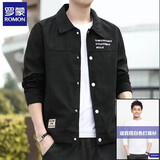 罗蒙夹克外套男士休闲套装春秋季新款韩版一套高级感青年休闲衣服男装 2806黑色外套+棉白T 2XL 推荐140-160斤