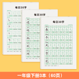 绍泽文化 小学生一年级减压练字帖语文同步字帖点阵每日30字生字描红练字本 一年级下册 3本/60张