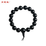 石头记（istone）黑曜石手串黑曜岩葫芦手链单圈简约大气新中式生日礼物送女友 12mm珠子