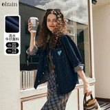 Olrain欧芮儿法式牛仔衬衫外套女秋装2025新款复古宽松设计感上衣 普鲁士蓝（第二批次） M