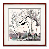 紫腾随轩吴冠中水墨画新中式现代客厅装饰画餐厅饭厅挂画卧室壁画中国风 图14 60*60cm红木色实木框