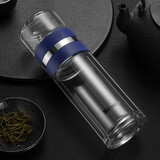 施密特（simita） 玻璃杯茶水分离杯泡茶杯子独立茶仓水杯男女车载便携喝水杯子 蓝色【独立茶仓】 280ml 280ml
