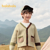 巴拉巴拉童装儿童毛衣秋年新男童女童宝宝针织开衫撞色毛衫潮 绿咖色-00345 130cm