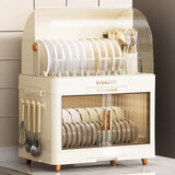 品喻（PINYU）厨房碗架碗筷收纳盒家用带盖放餐具装碗箱碟盘沥水置物架塑料碗柜