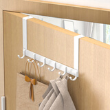 摩尚 门后挂钩排钩免打孔壁挂衣帽钩太空铝强力无痕墙上卧室钩子 (雅致款)白色_加长臂18cm 7钩_宽46cm