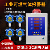 保时安可燃气体报警器工业一氧化碳油漆浓度探测器液化气泄露控制器 四路+4个数显可燃探头Ex(1拖4)