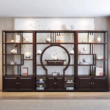 亦心亦意博古架新中式实木古董架多层展示柜客厅摆件茶叶架多宝阁酒柜书架 镜花水月316*35*196