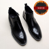 玛尼普奇/MANIPOCI布洛克短靴 欧美牛皮男鞋切尔西靴中帮正装皮鞋英伦布洛克款式高帮雕花男靴潮 黑色毛里 42