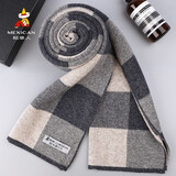 稻草人（MEXICAN）围巾男女士年轻人生冬季百搭简约羊毛格子高档围脖潮送男友礼物 50127【羊毛混纺】