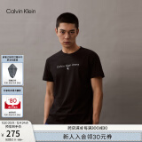 Calvin Klein  Jeans夏季男女情侣中性简约纯棉透气印花圆领短袖T恤J318472 BEH-黑色 M  （推荐135-150斤）